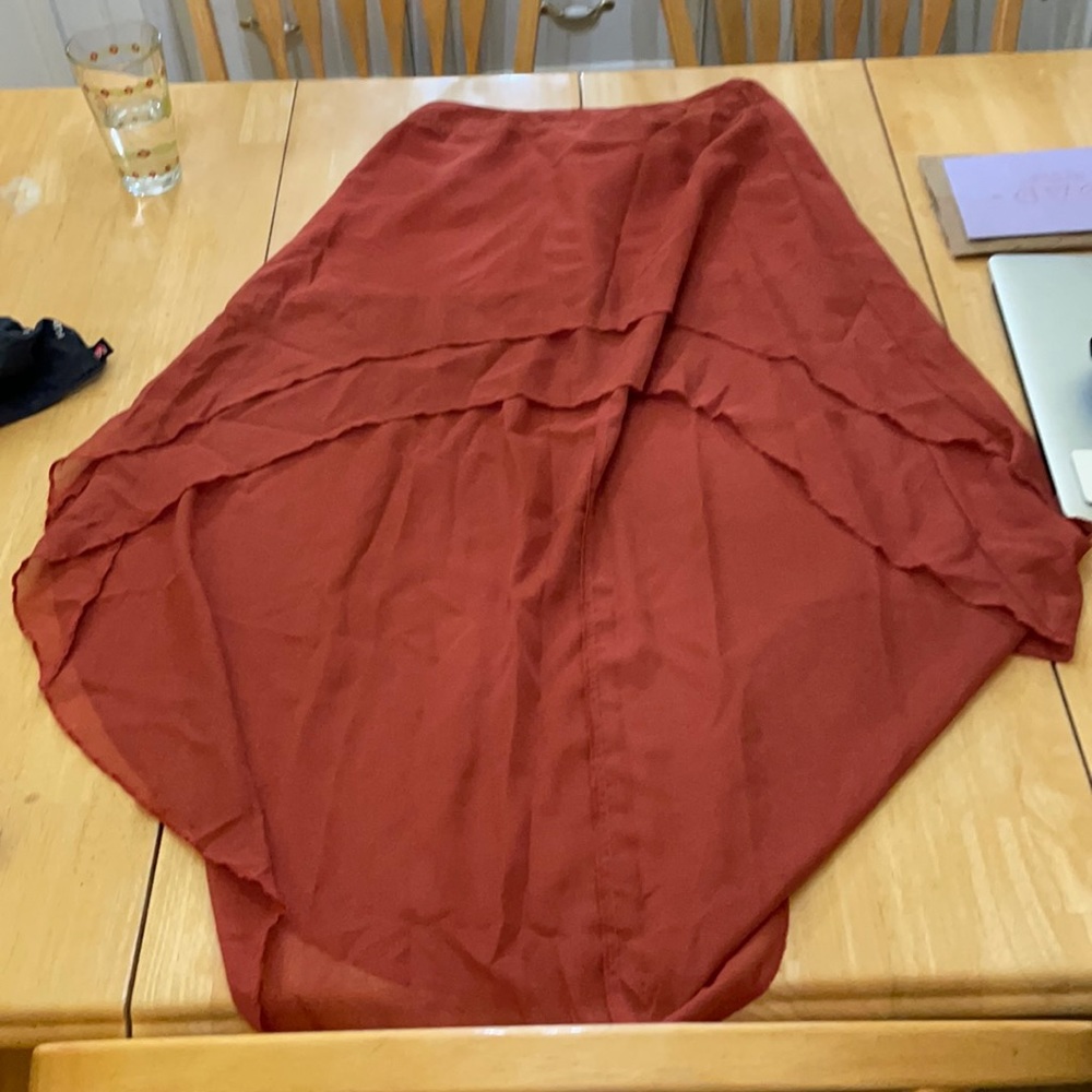 Rust colored high low skirt